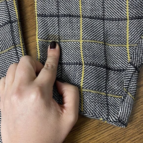 Laurel By Escada Jacket Linen Wool Grey Glen Plaid Yellow Academia Blazer - Picture 11 of 16